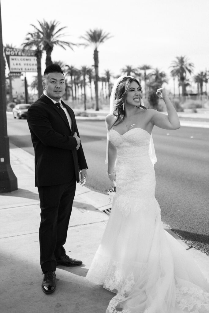Bride and grooms elopement at The Little White Chapel in Las Vegas