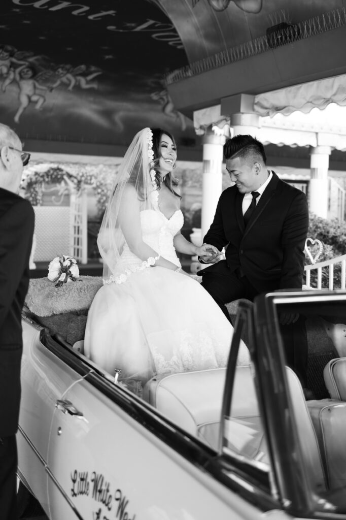 Bride and grooms elopement at The Little White Chapel in Las Vegas