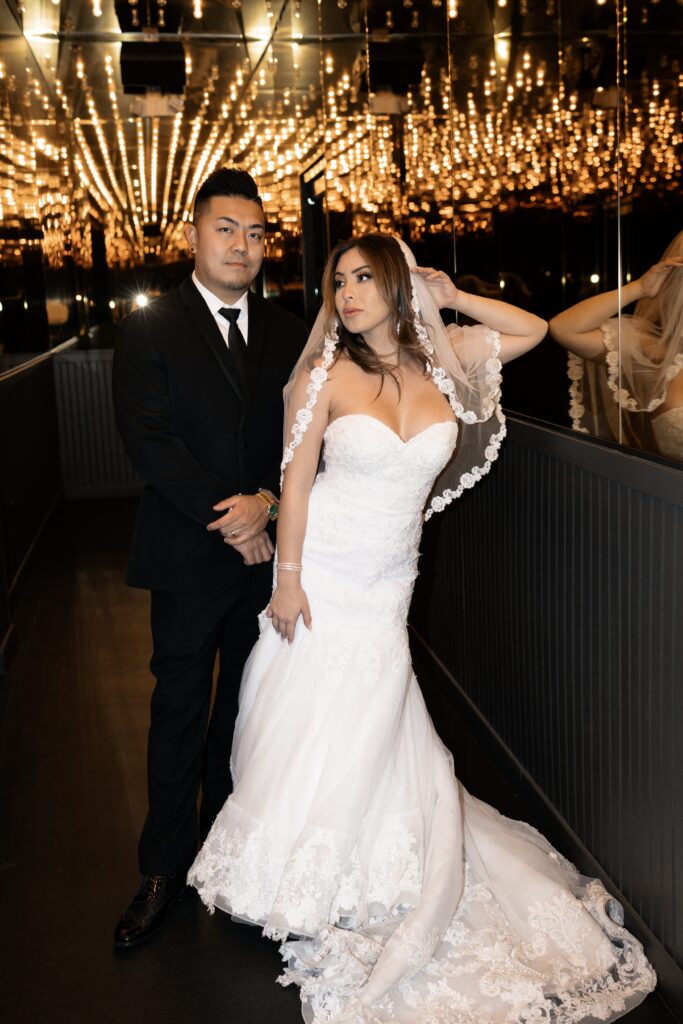 Bride and groom portraits at The Plaza in LV