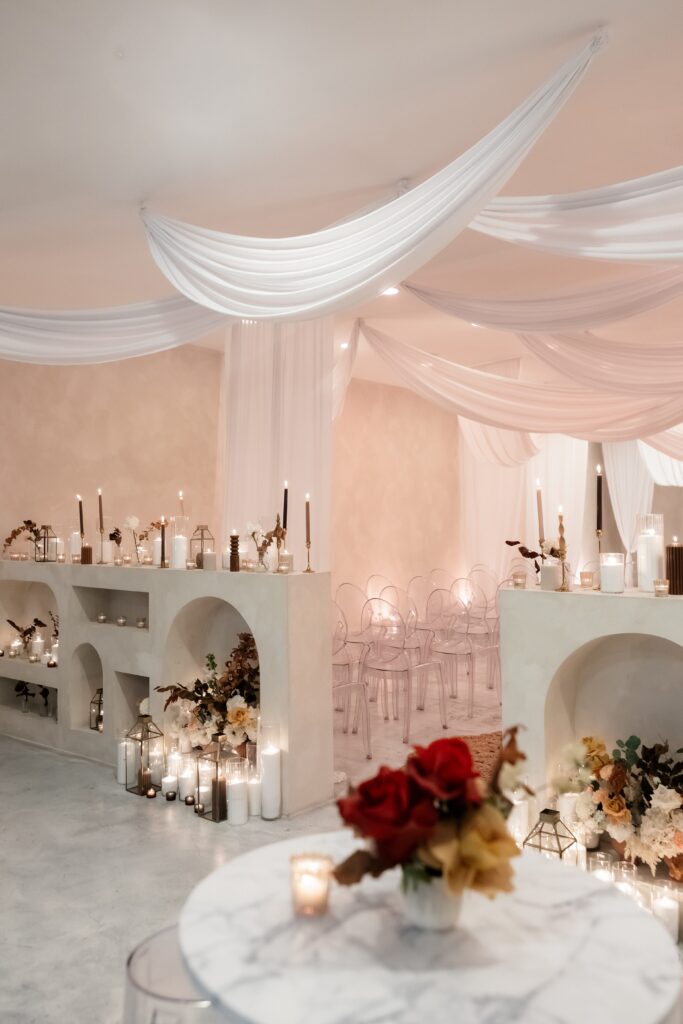 An intimate ceremony setup at That Chapel Downtown in Las Vegas.