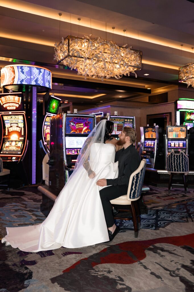 Bride and groom portraits at The Cosmopolitan Hotel Casino for their Vegas elopement