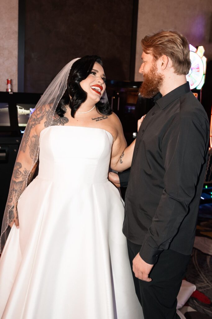 Bride and groom portraits at The Cosmopolitan Hotel Casino for their Vegas elopement