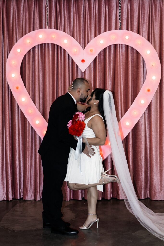 Bride and groom kissing during their Sure Thing Chapel Las Vegas elopement