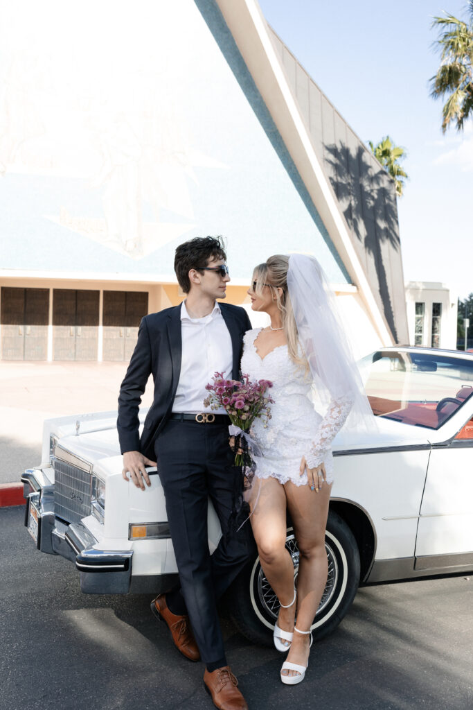 Bride and groom portraits from a Vegas elopement
