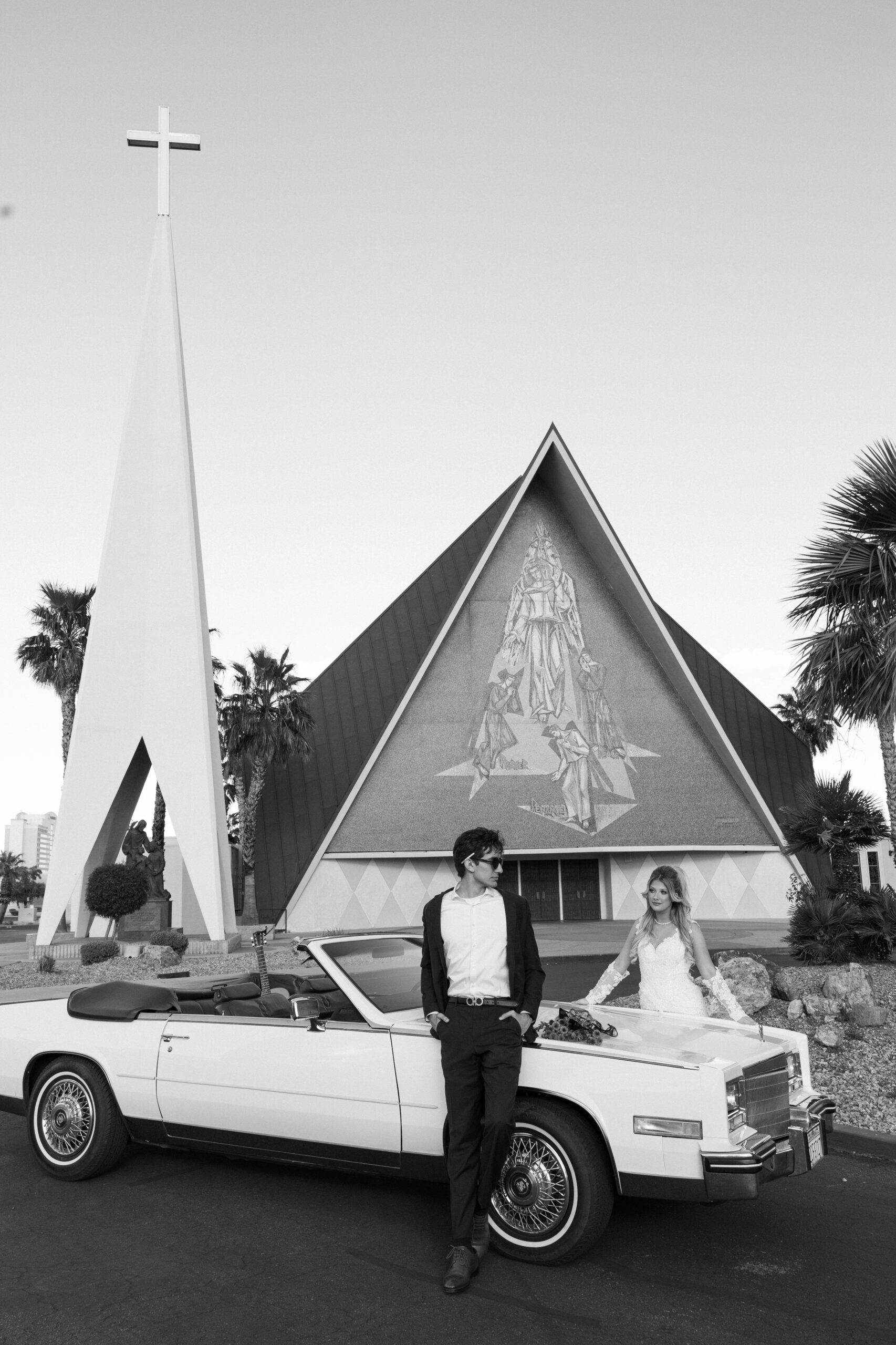 Vintage Vegas elopement at The Guardian Angel Cathedral