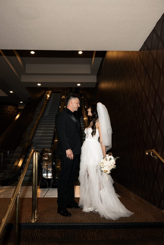 Bride and groom portraits at Luxor Hotel in Las Vegas