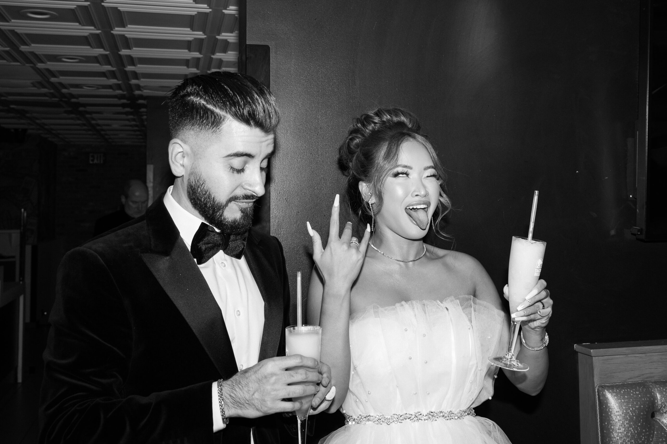 Bride and groom portraits after their Taco Bell Las Vegas wedding
