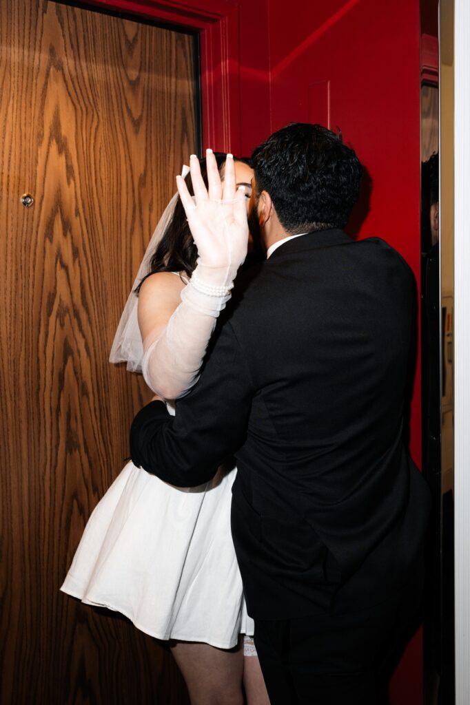 Bride and grooms flash paparazzi shot at the D Hotel and Casino