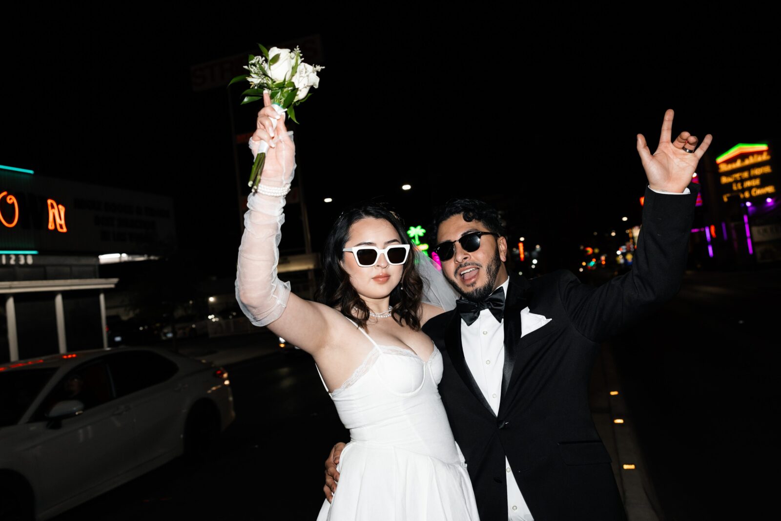 Bride and grooms downtown elopement in Las Vegas