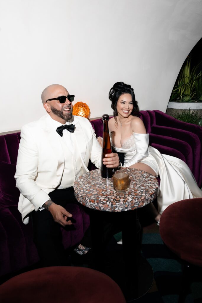 Bride and grooms Las Vegas elopement photos at Virgin Hotel Las Vegas