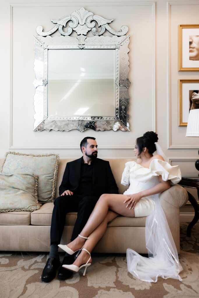 Bride and grooms Las Vegas elopement portraits at The Venetian 