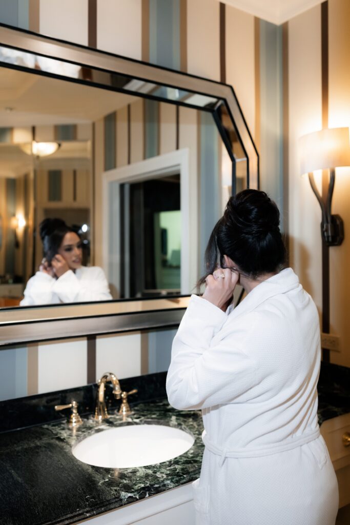 Bride getting ready for her Las Vegas elopement at The Venetian