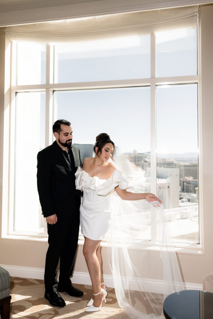 Bride and grooms Las Vegas elopement portraits at The Venetian 