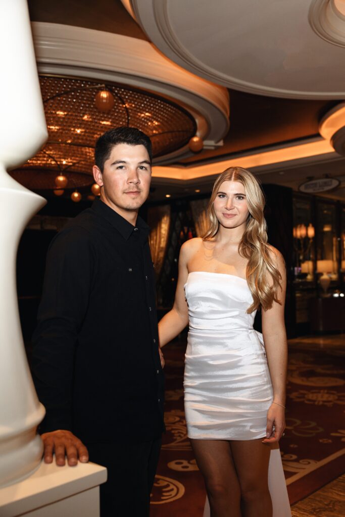 Flash photo of a bride and groom during their Las Vegas elopement