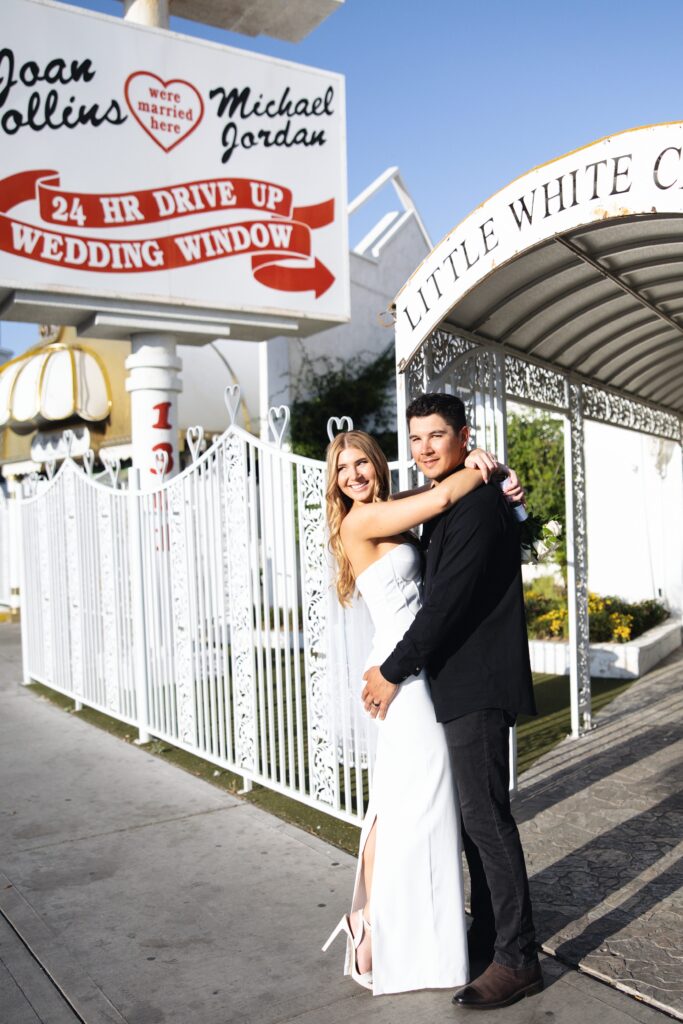 Bride and grooms Little White Chapel elopement photos in Las Vegas