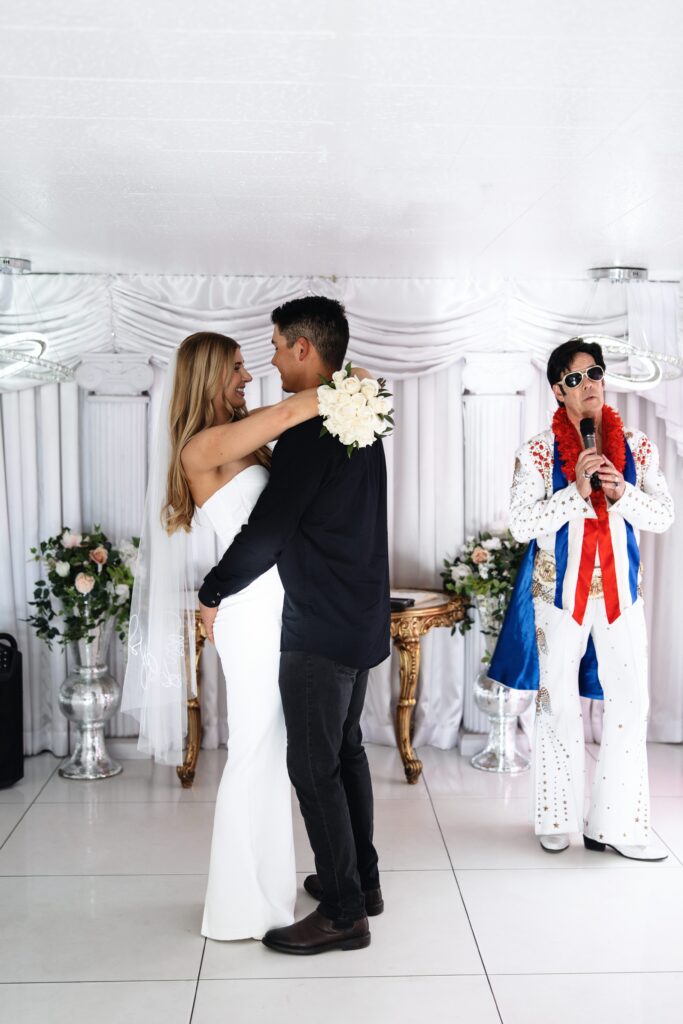 Bride and grooms Little White Chapel elopement in Las Vegas