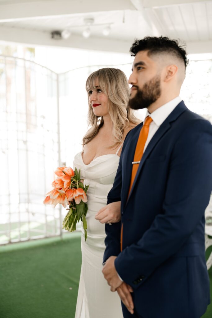 Bride and groom during their Gazebo elopement