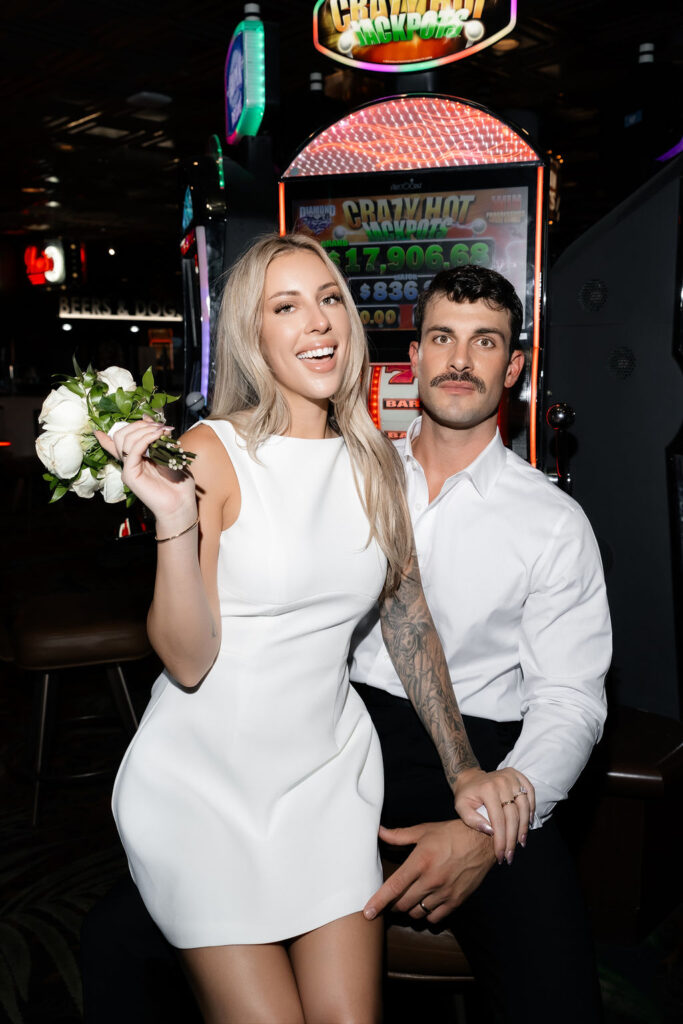 Bride and grooms casino elopement portraits