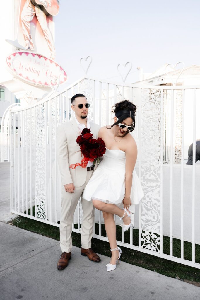 Editorial Las Vegas elopement photos at The Little White Wedding Chapel