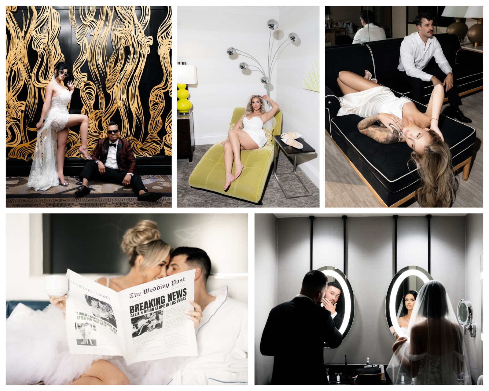 Elopement photos in hotel suites in Las Vegas