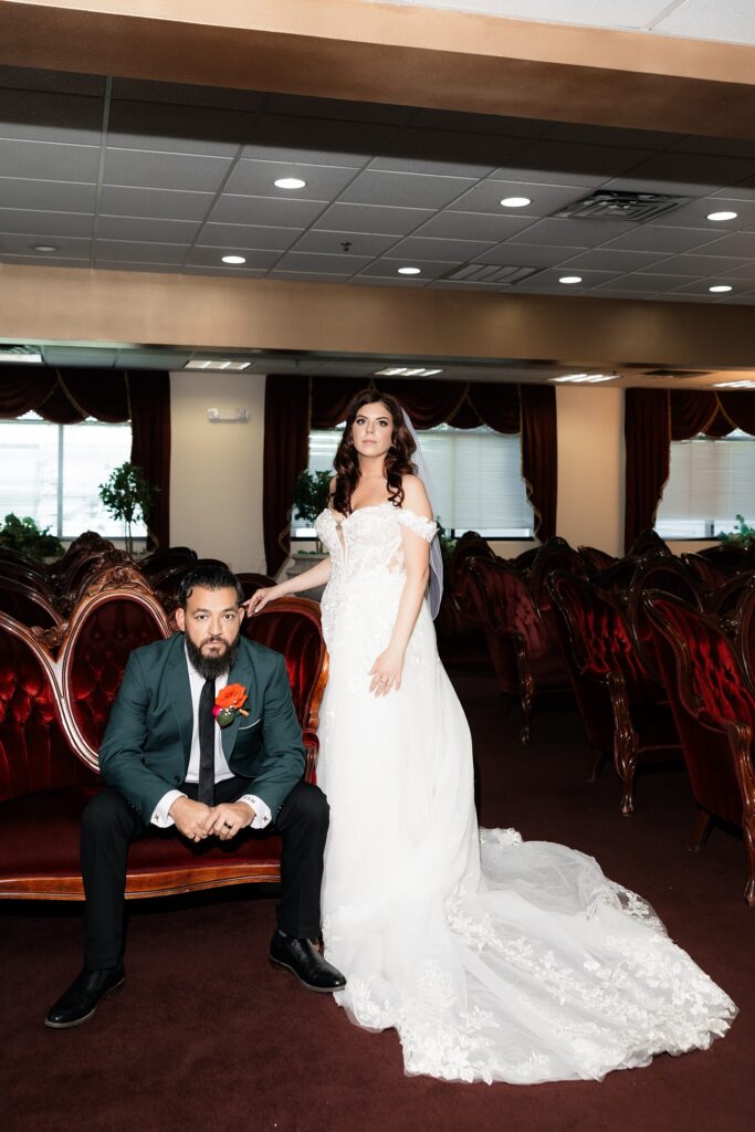 Bride and grooms editorial elopement photos in Chapel Amore