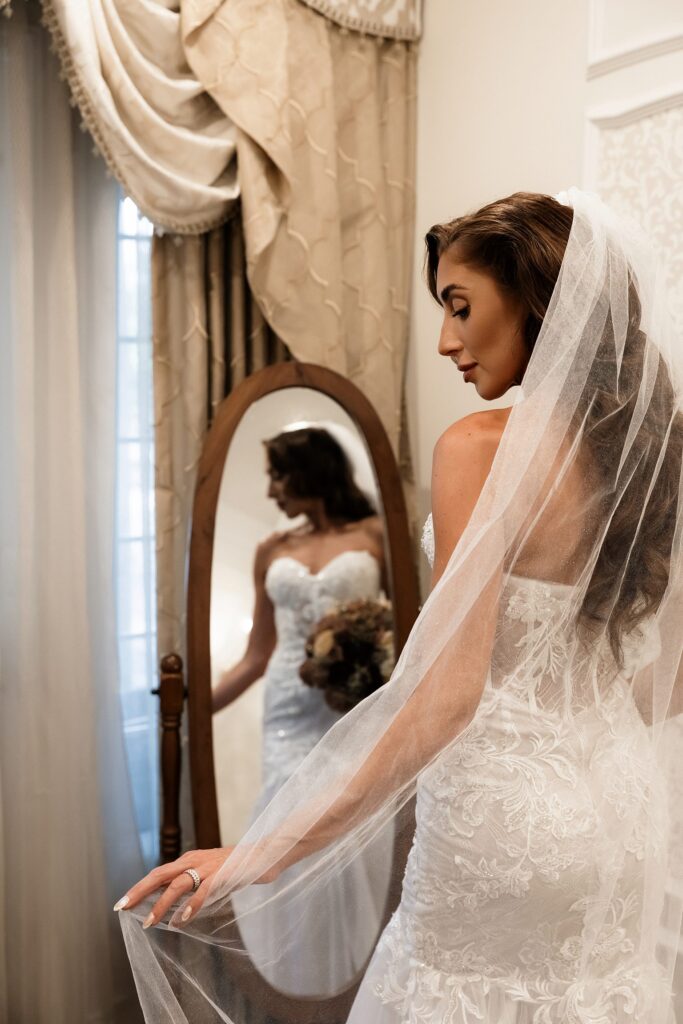 Indoor bridal portraits at Chapel of Flowers Las Vegas wedding venue