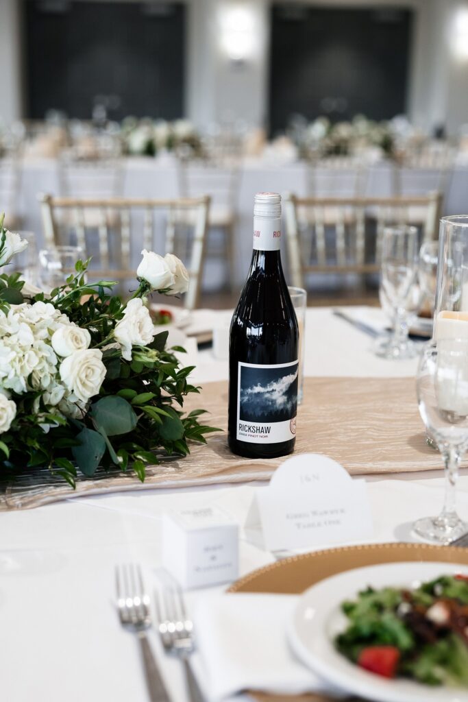 An indoor Stallion Mountain wedding reception in The Citation Room