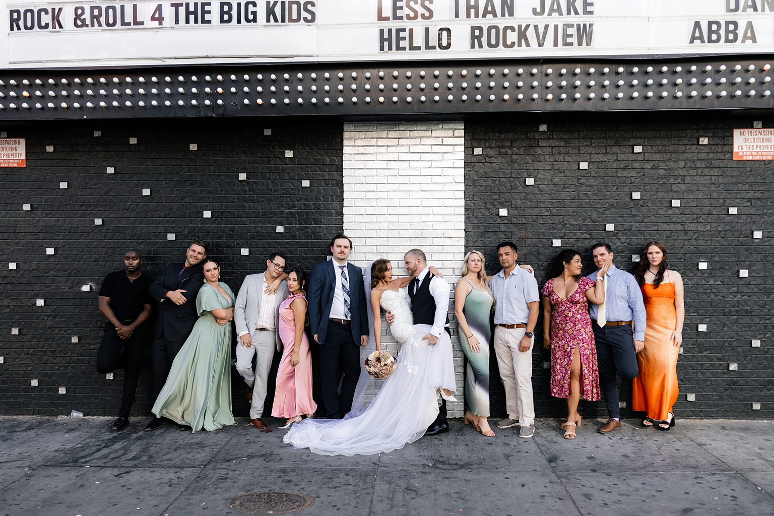 Wedding party photos on Fremont Street