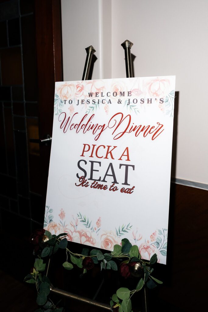 Wedding dinner welcome sign