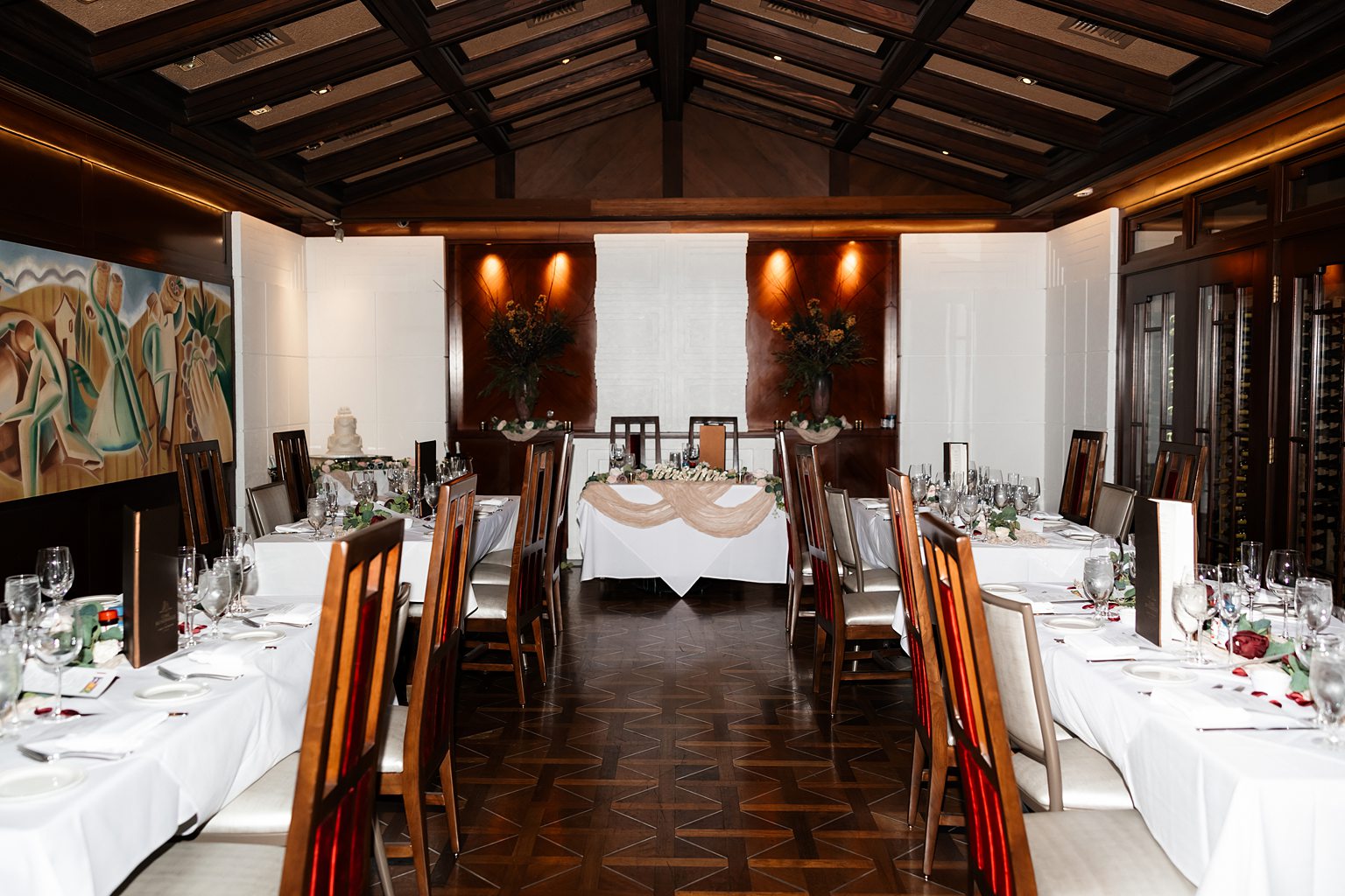 An indoor intimate wedding reception at Lawry's Steakhouse