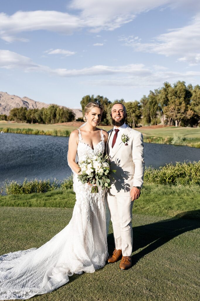 Outdoor bride and grooms portraits from a Stallion Mountain wedding in Las Vegas