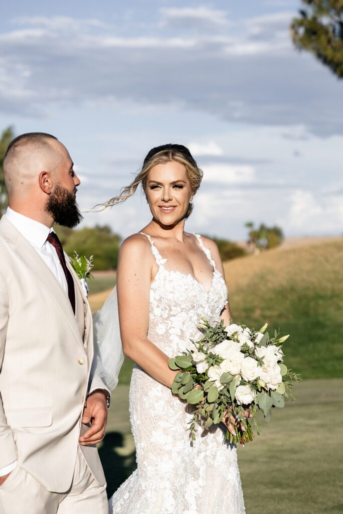 Outdoor bride and grooms portraits from a Stallion Mountain wedding in Las Vegas