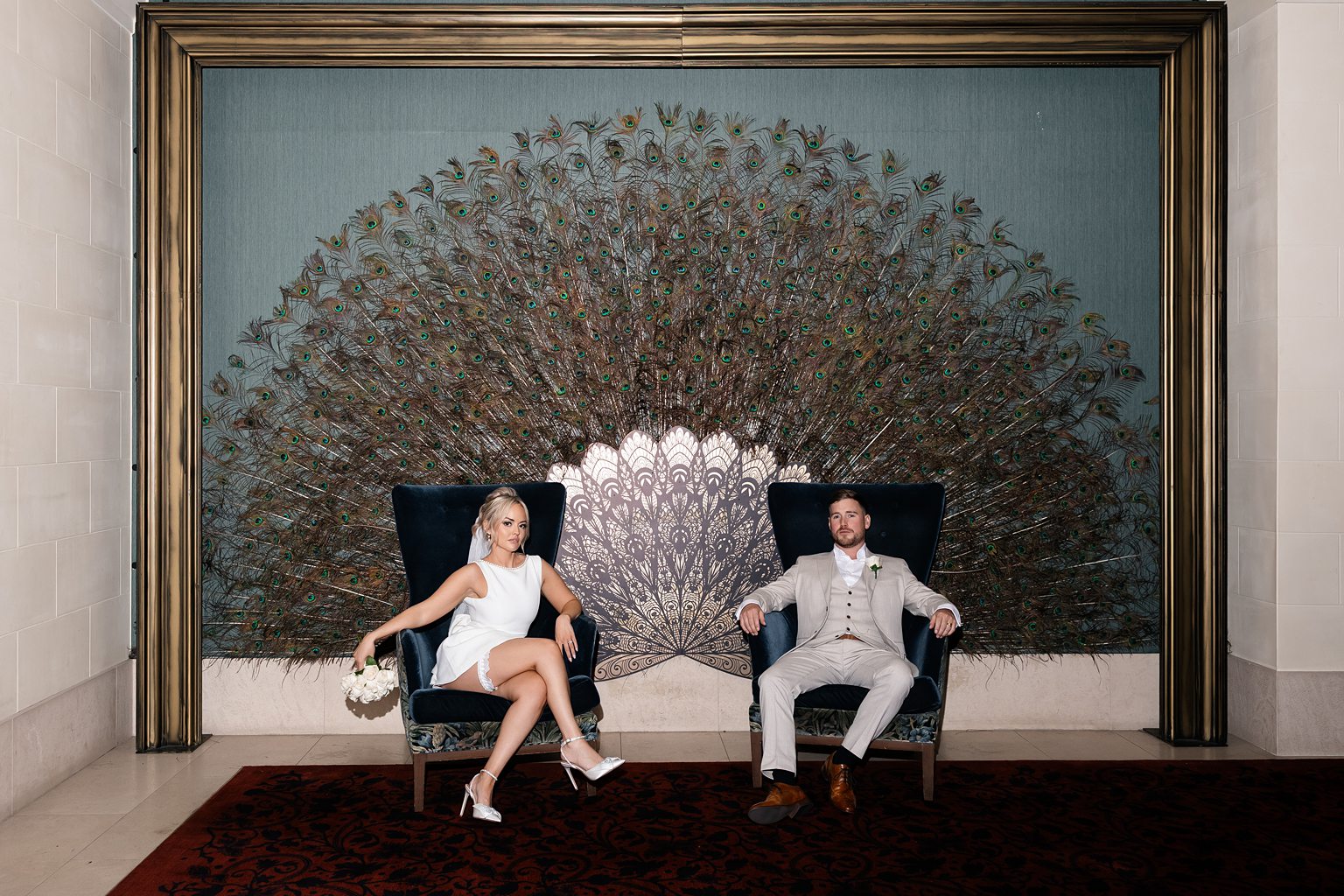 Couple posing for their Las Vegas hotel elopement at Park MGM