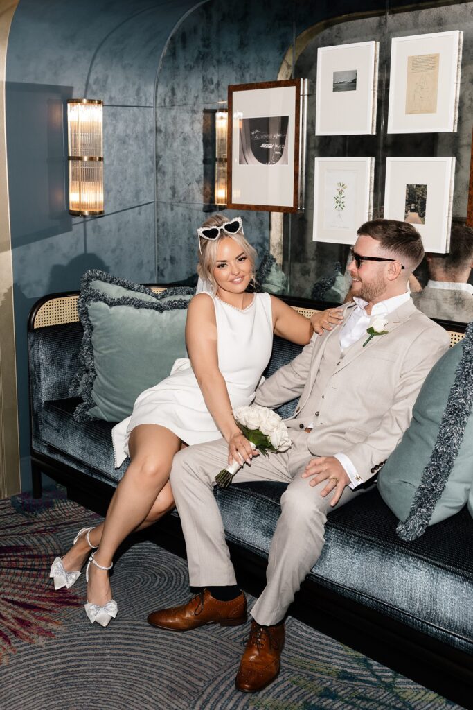 Couple posing for their Las Vegas hotel elopement at Park MGM