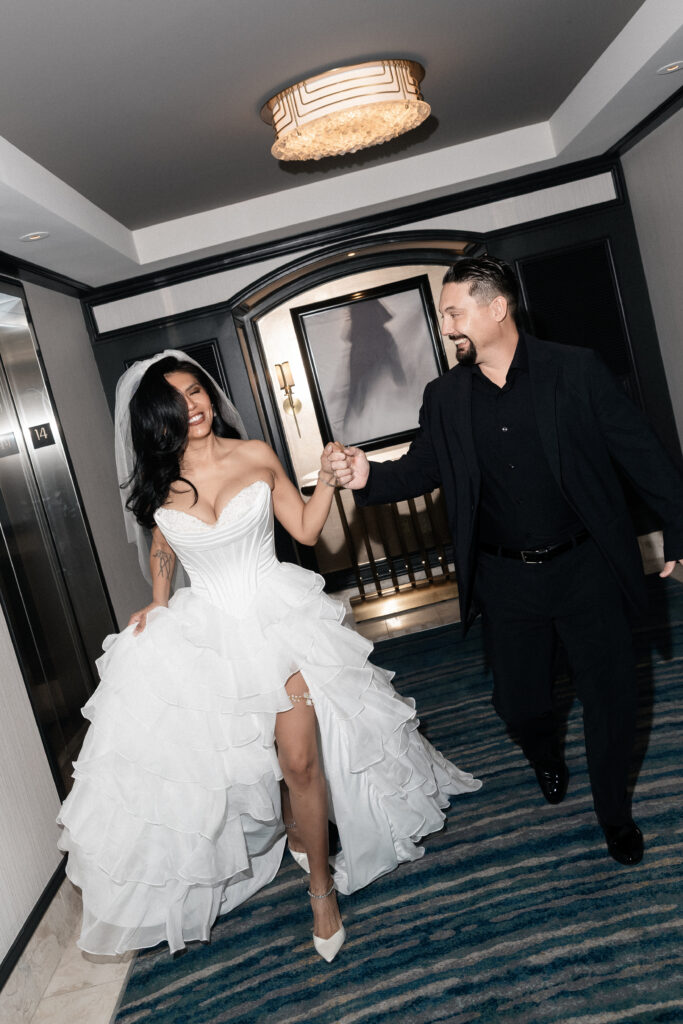 Bride and grooms Bellagio Hotel elopement photos