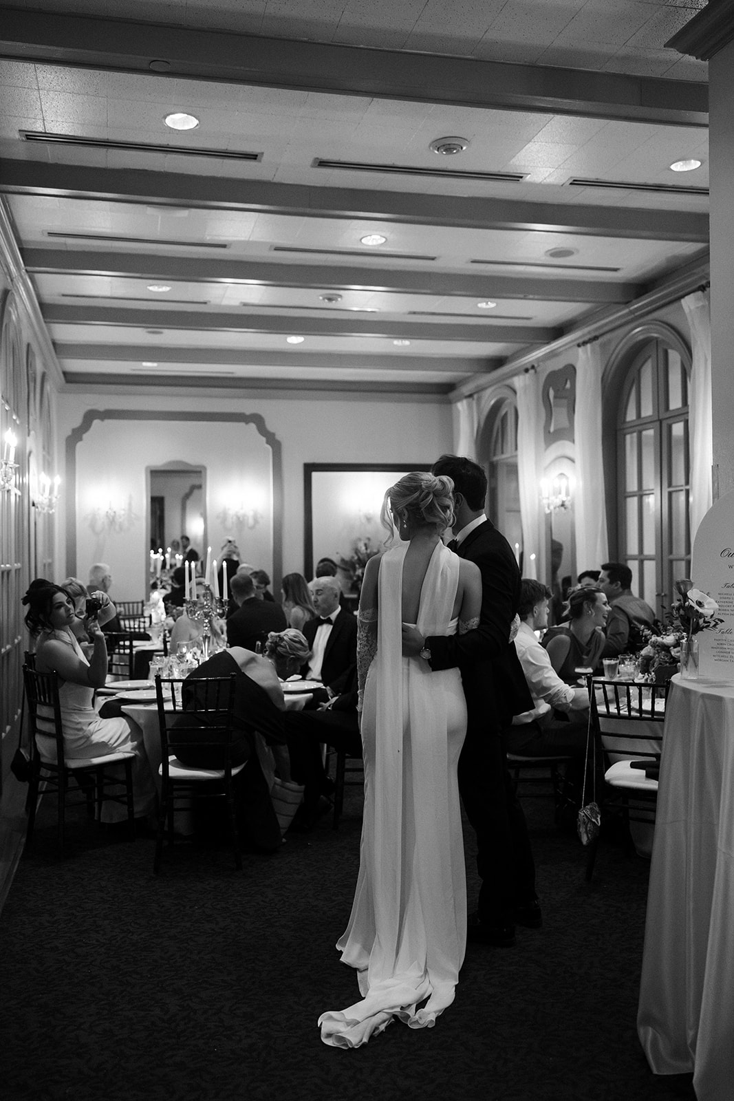 Bride and groom admiring the space at Canaletto for their Las Vegas wedding reception
