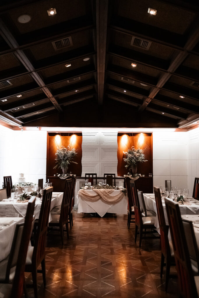 Intimate Las Vegas wedding reception setup at Lawry's Prime Rib