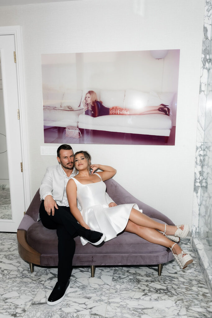 Couple posing for photos at The Palms Las Vegas