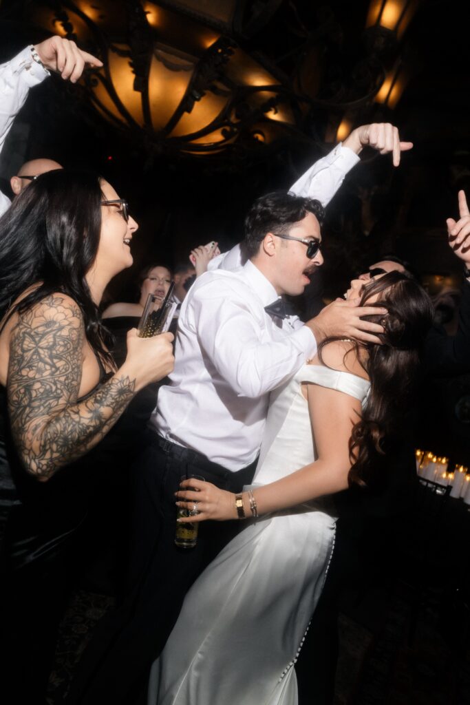 Groom and bride on the dance floor during their Las Vegas wedding reception.