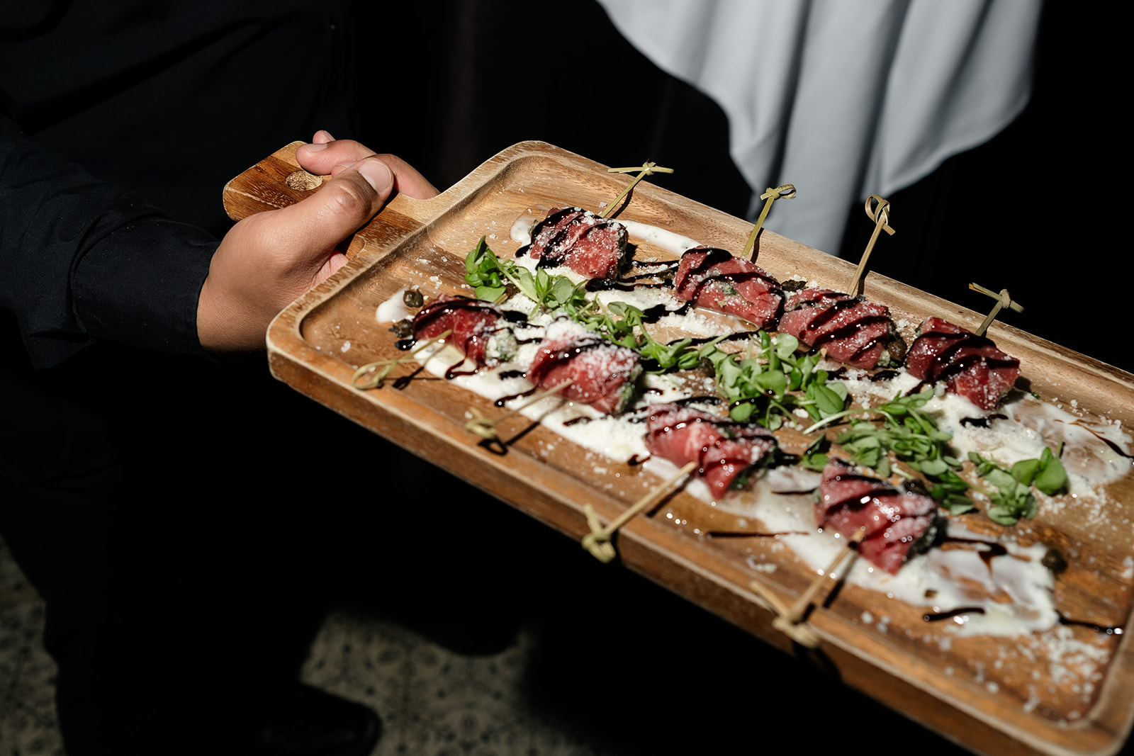 Passed appetizers at La Cave Wine and Food Hideaway reception.