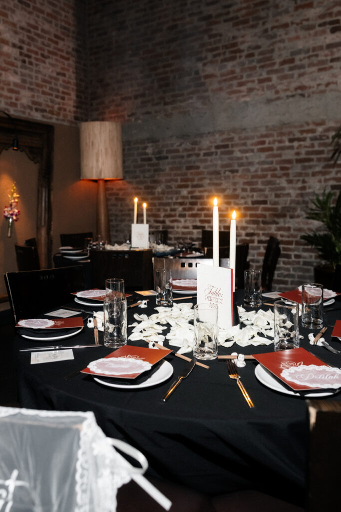 Indoor wedding reception at Tao Asian Bistro in Las Vegas.