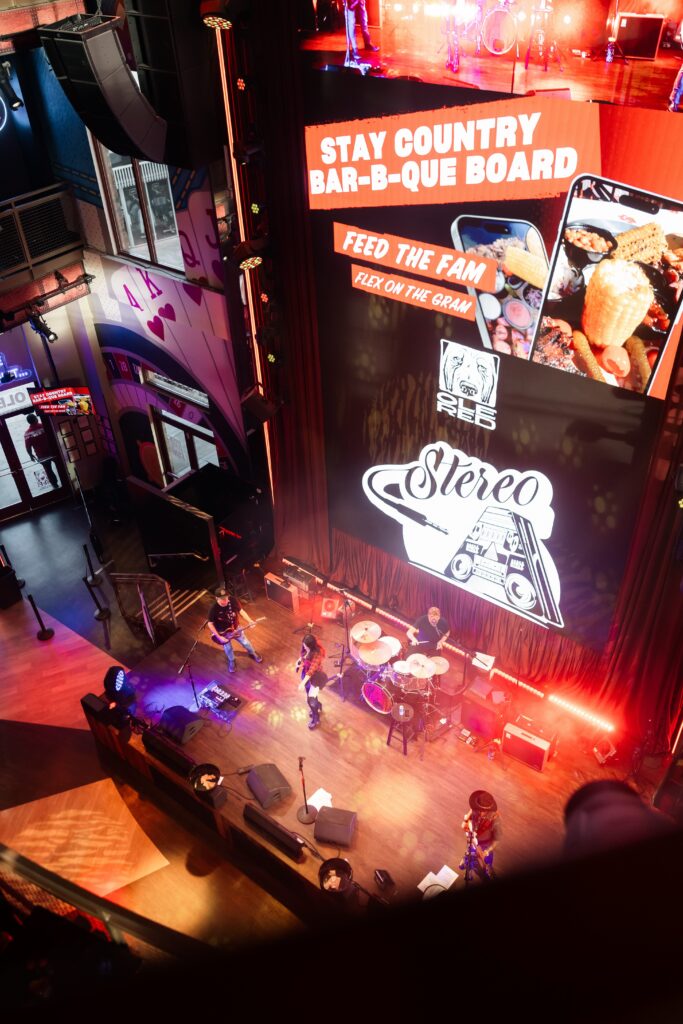 Overhead shot of a band playing at Ole Red in Las Vegas.