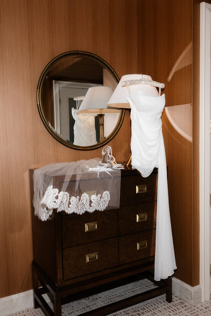 Las Vegas bridal detail shots with her dress, veil, and shoes