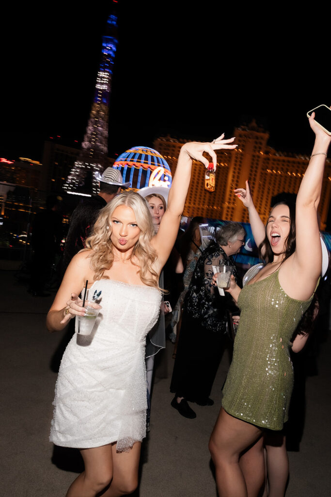 Bride dancing with her guests.