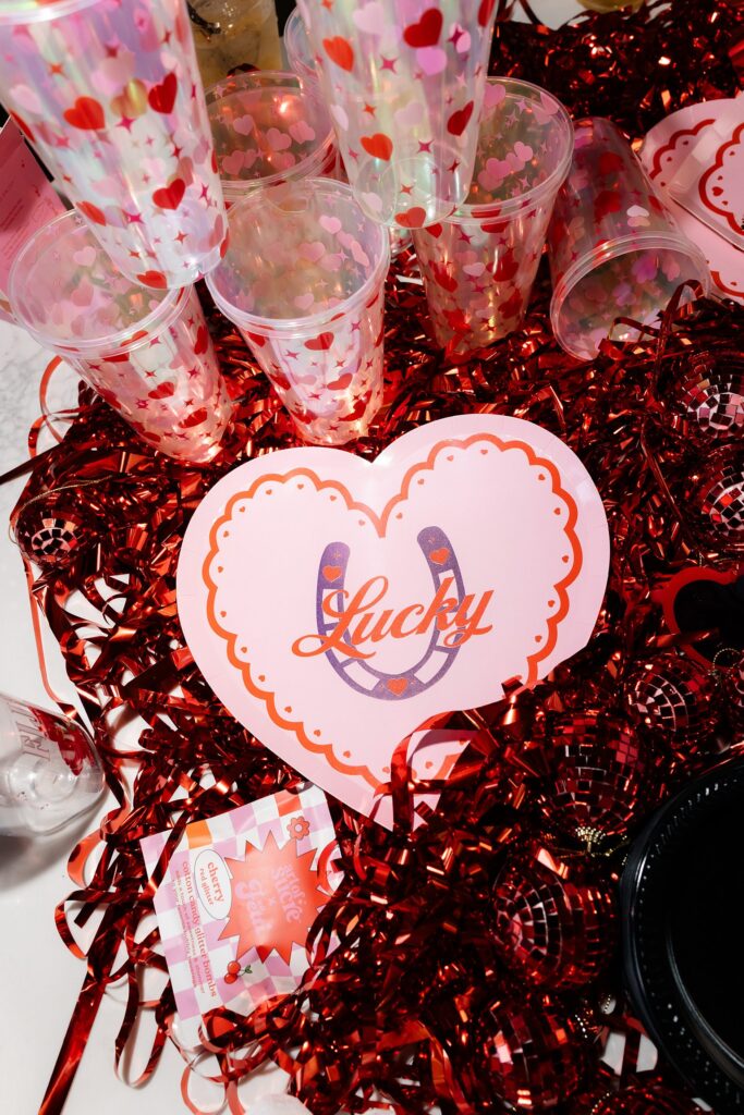 Lucky in Love Las Vegas bachelorette party decor.