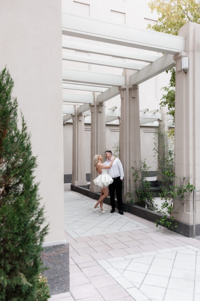 Couple posing at The Smiths Center.