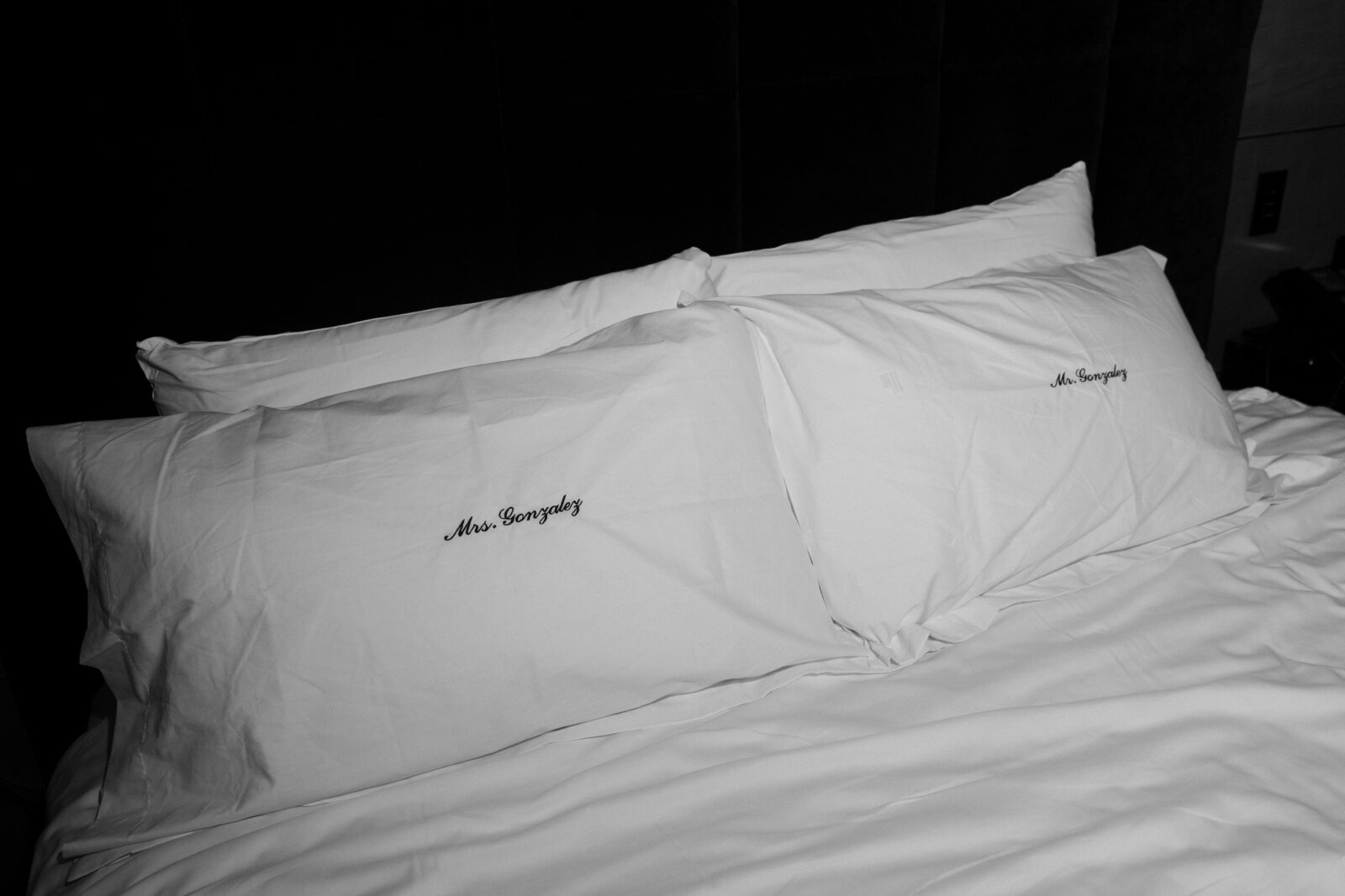 Custom pillowcases from a luxury elopement in Las Vegas.