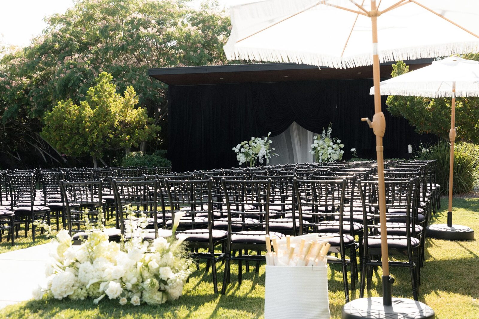 Outdoor Lotus House wedding ceremony at the Pergola.