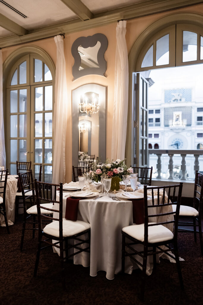 Indoor Las Vegas wedding reception setup at Canaletto at The Venetian.