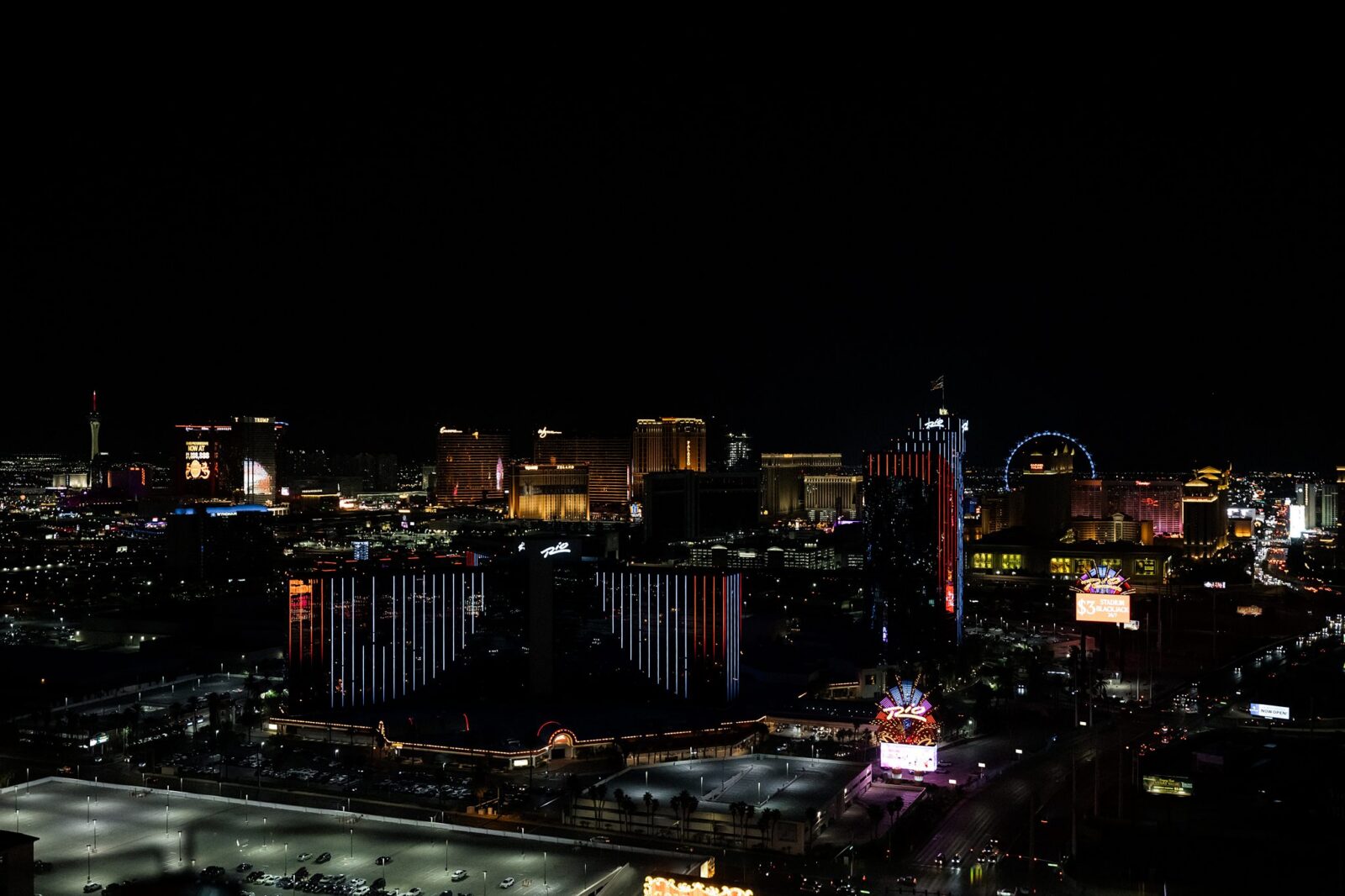 Wide shot of the views from Ghostbar at The Palms in Las Vegas.